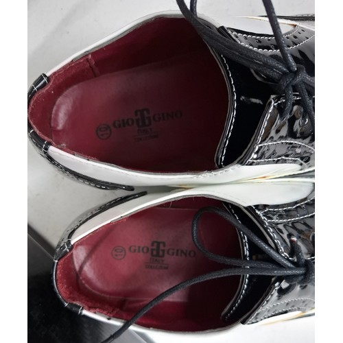 2 - Gio Gino- A pair of gents black and white patent shoes, made in Italy, UK10, with original shoe box.... 