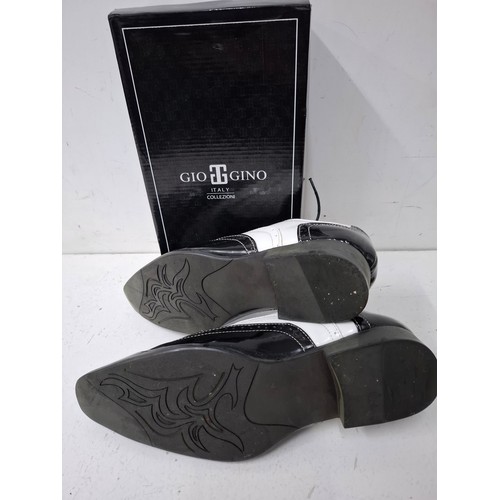 2 - Gio Gino- A pair of gents black and white patent shoes, made in Italy, UK10, with original shoe box.... 