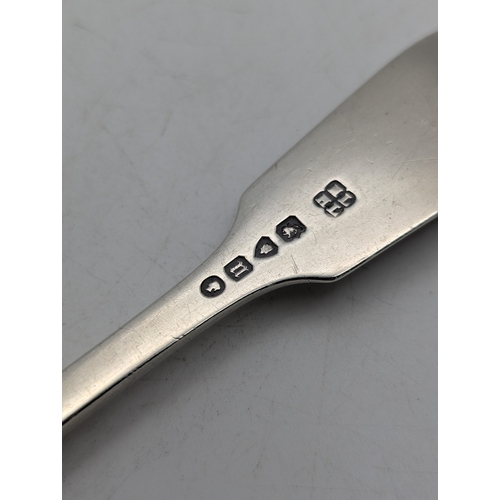 46 - A Victorian silver fiddle pattern fork with engraved initials to the terminal, hallmarked London 186... 
