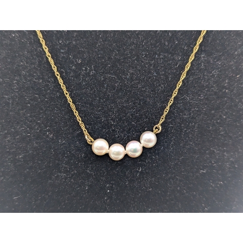 9 - A pair of 9ct yellow gold and pearl drop earrings, together with a 9ct and pearl necklace, total wei... 