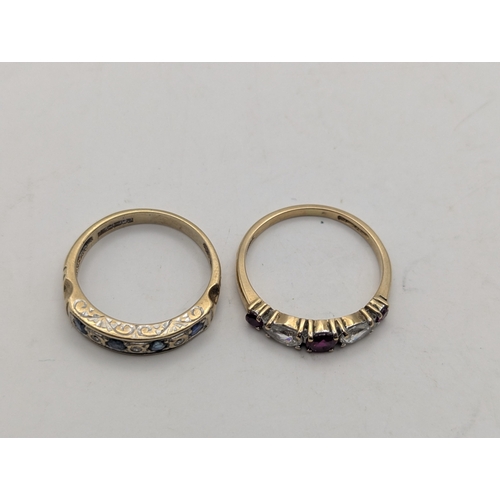 Two yellow gold rings to include a 14ct gold example set with ruby and ...