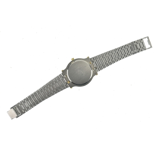 19 - A Gucci 9000L, quartz, ladies bi-metal wristwatch, circa 1990s, the dial with gilt baton hour marker... 