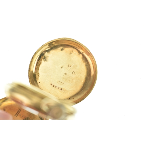 2 - An early 20th century 18ct gold ladies half hunter fob watch, the case engraved with initials within... 