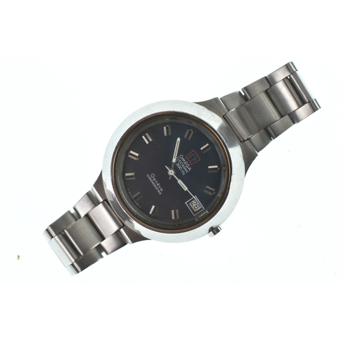 36 - A Omega electronic f300Hz, Chronometer, gents stainless steel wristwatch, circa 1970s, having a blue... 
