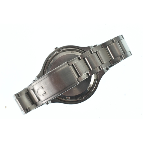 36 - A Omega electronic f300Hz, Chronometer, gents stainless steel wristwatch, circa 1970s, having a blue... 
