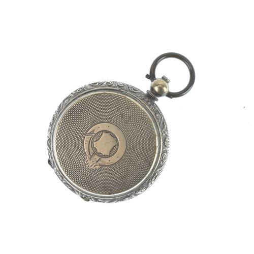 45 - A 19th century Swiss silver full hunter pocket watch, made for the Turkish market, having an engine ... 