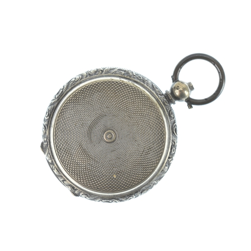 45 - A 19th century Swiss silver full hunter pocket watch, made for the Turkish market, having an engine ... 