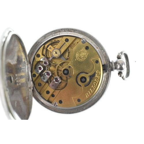46 - A 19th century Swiss Billodes silver hunter-cased  full hunter pocket watch, made for the Turkish ma... 