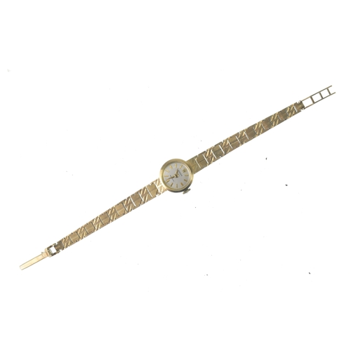 47 - A Rolex Precision, manual wind, ladies, 9ct gold wristwatch, the silvered dial with applied gilt bat... 