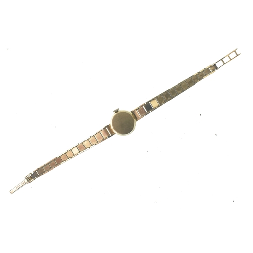 47 - A Rolex Precision, manual wind, ladies, 9ct gold wristwatch, the silvered dial with applied gilt bat... 