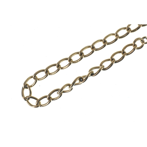 48 - An early 20th century 9ct gold Albert pocket watch chain, fitted with a 9ct gold T-bar and 9ct gold ... 