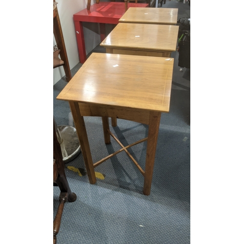 Philip Koomen B 1953 three reproduction square topped side tables on octagonal legs, 55cm h x 36cm w, together with a Philip Kooman B 1953 square topped coffee table on octagonal legs 120 x 59.5cm Location: SL & A1M
If there is no condition report shown, please request
Location: A3B + SL
If there is no condition report shown, please request