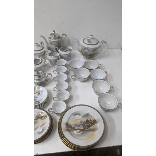 58 - Homeware to include a Chinese lacquerware cocktail set, a Japanese tea set, a Royal Doulton bunnykin... 