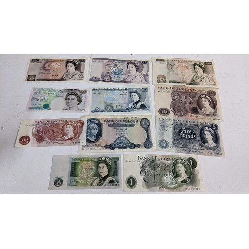 A collection of bank notes to include a £50 note, 