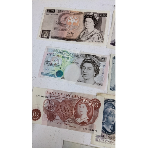 A collection of bank notes to include a £50 note, 