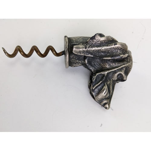 A modern silver plated dog head corkscrew fashioned as a pointer ...