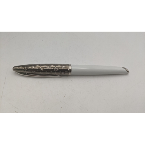 17 - An unboxed Waterman Carene Deluxe white fountain pen with an 18k white gold nib Location:C5
If there... 