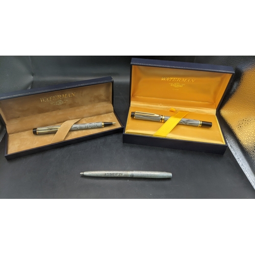 2 - A boxed waterman Rhapsody ballpoint pen with snakeskin lacquered design along with a boxed Waterman ... 