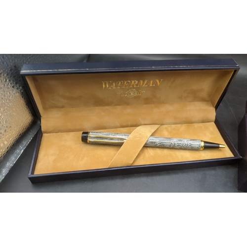 2 - A boxed waterman Rhapsody ballpoint pen with snakeskin lacquered design along with a boxed Waterman ... 
