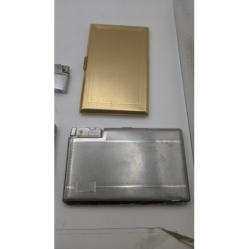 24 - Smoking related items to include a Sarmone Japanese cigarette lighter, a gold plated cigarette case ... 