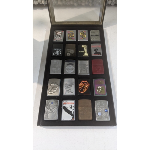 32 - A collection of 20 themed Zippo and Zippo style lighters to include various Led Zeppelin examples, R... 