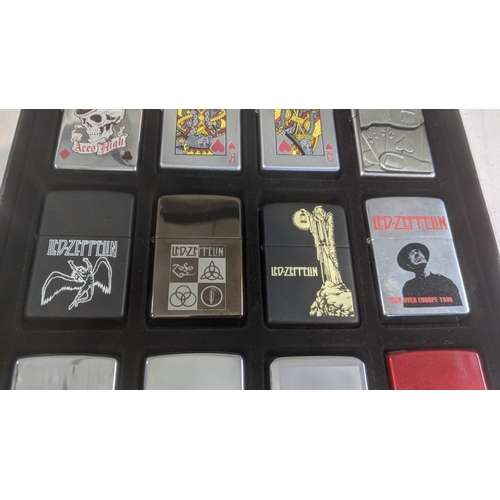 32 - A collection of 20 themed Zippo and Zippo style lighters to include various Led Zeppelin examples, R... 