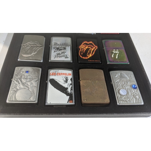32 - A collection of 20 themed Zippo and Zippo style lighters to include various Led Zeppelin examples, R... 