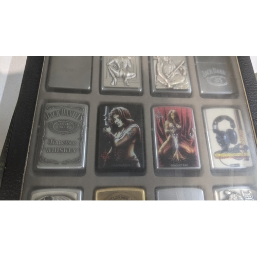 34 - A collection of 20 themed Zippo and Zippo style lighters to include a Budweiser example, a Marshall ... 