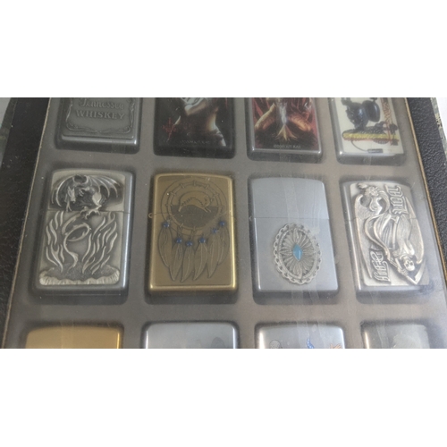 34 - A collection of 20 themed Zippo and Zippo style lighters to include a Budweiser example, a Marshall ... 