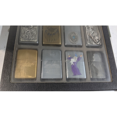 34 - A collection of 20 themed Zippo and Zippo style lighters to include a Budweiser example, a Marshall ... 