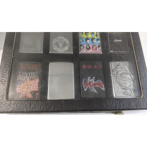 35 - A collection of 20 themed Zippo and Zippo style lighters to include a Rollin Stones Some Girls examp... 