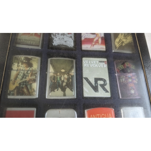 36 - A collection of 20 Zippo style lighters to include various Guns n Roses examples, a Star Wars exampl... 