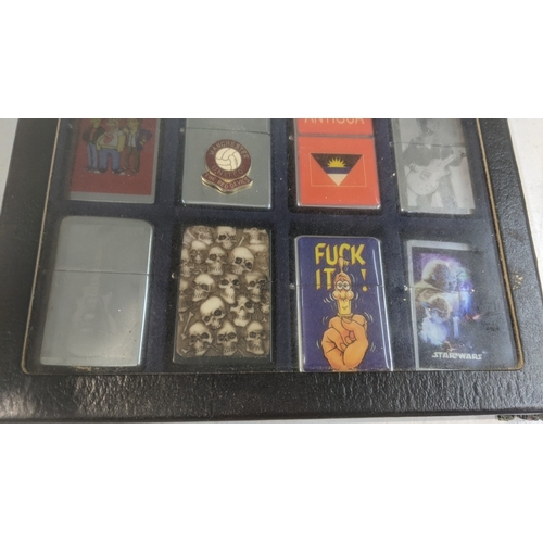 36 - A collection of 20 Zippo style lighters to include various Guns n Roses examples, a Star Wars exampl... 