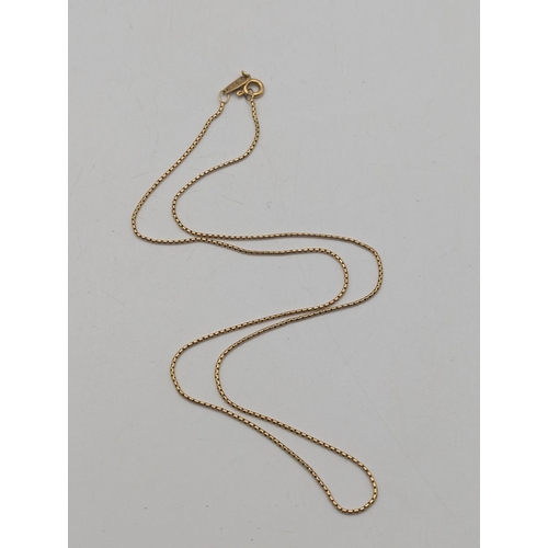 28 - An 18ct yellow gold box link necklace with spring ring clasp, 43cm L, weight 2.9g
Location:C1
If the... 