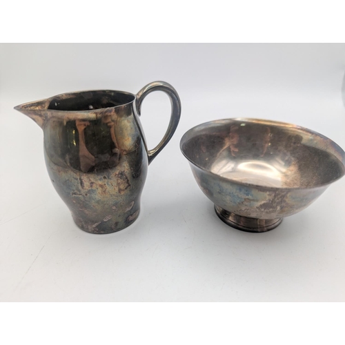 42 - Reed and Barton silver coloured metal sugar bowl and cream jug Paul Revere miniature 12
Location:A3B... 