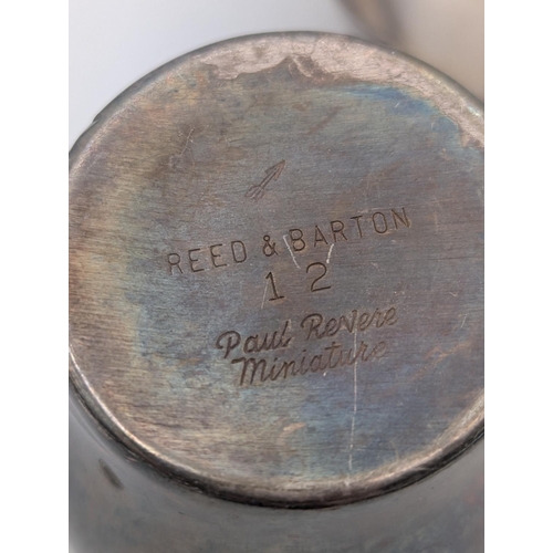 42 - Reed and Barton silver coloured metal sugar bowl and cream jug Paul Revere miniature 12
Location:A3B... 