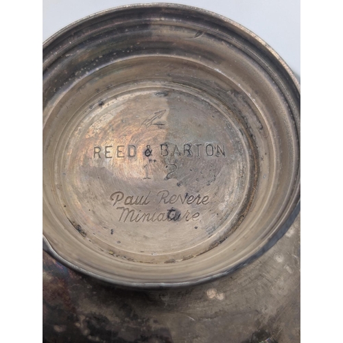 42 - Reed and Barton silver coloured metal sugar bowl and cream jug Paul Revere miniature 12
Location:A3B... 