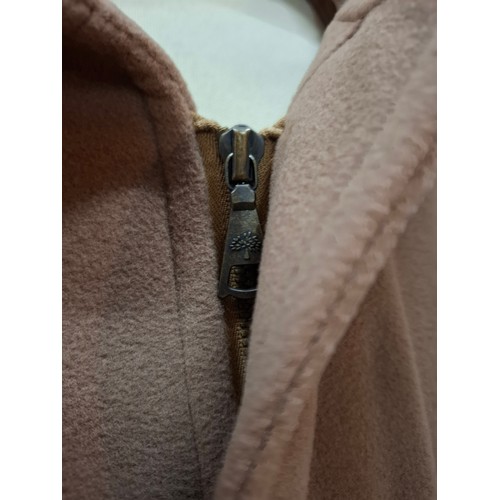 12 - Mulberry- A brown wool duffle coat A/F having branded horn buttons, hood and tartan lining, size XL ... 