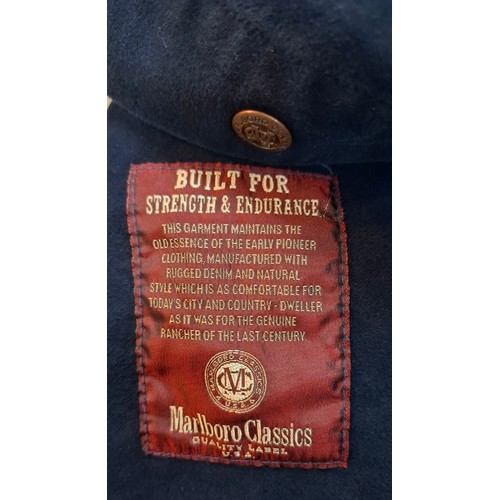 31 - Marlboro Classics- A gents navy full length country/outdoor/riding coat having a grey collar, size X... 
