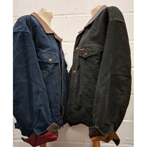 33 - Marlboro Classics- Two gents jackets comprising a navy brushed cotton jacket with brown leather coll... 