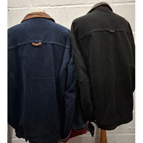 33 - Marlboro Classics- Two gents jackets comprising a navy brushed cotton jacket with brown leather coll... 