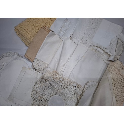 56 - Hats, table linen and throws comprising late 20th Century Jaeger ladies hats, a Bermona Trend black ... 