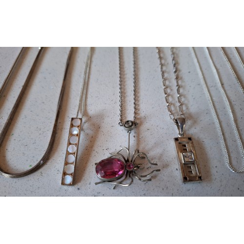 45 - A quantity of silver and white metal jewellery to include silver chains stamped 925, mixed pendants ... 