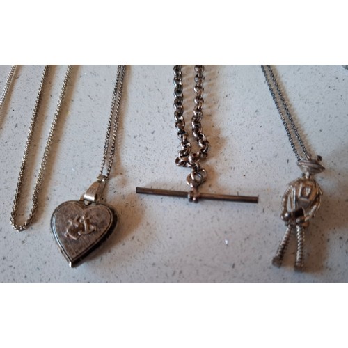 45 - A quantity of silver and white metal jewellery to include silver chains stamped 925, mixed pendants ... 