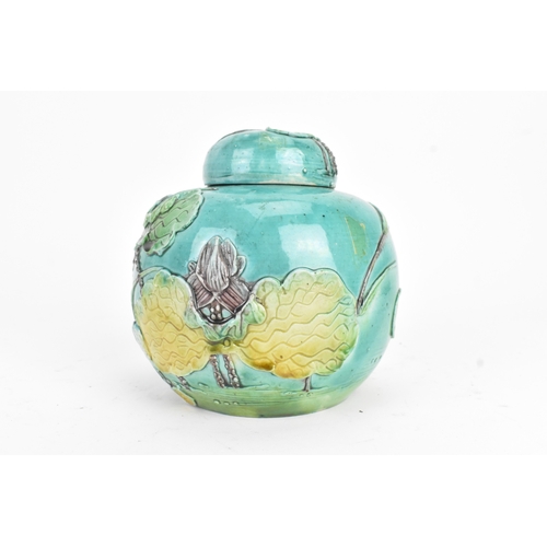 12 - A Chinese turquoise-glazed ginger jar and cover, in the Wang Bing Rong style, 20th century, applied ... 