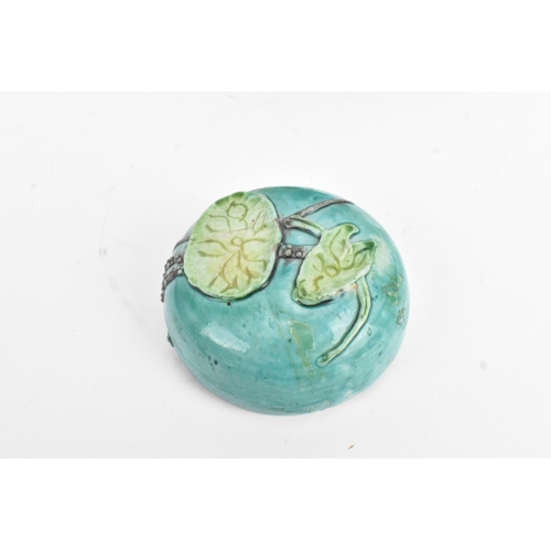 12 - A Chinese turquoise-glazed ginger jar and cover, in the Wang Bing Rong style, 20th century, applied ... 