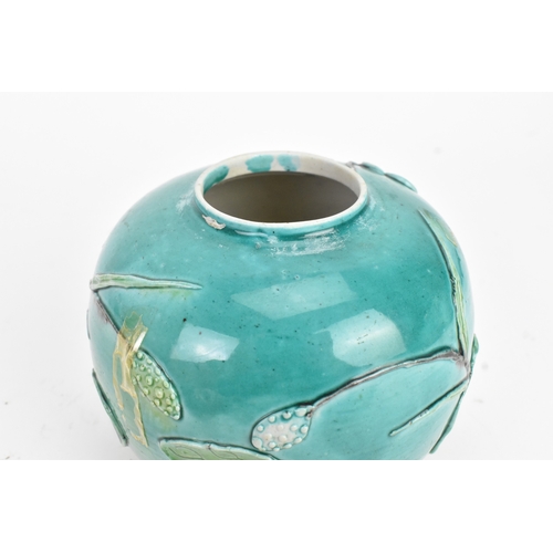 12 - A Chinese turquoise-glazed ginger jar and cover, in the Wang Bing Rong style, 20th century, applied ... 