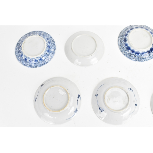 13 - A mixed group of Chinese blue and white porcelain dishes, Qing dynasty, including examples painted w... 