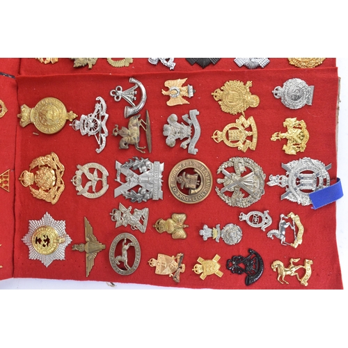 A collection of military cap badges, comprising six display boards ...