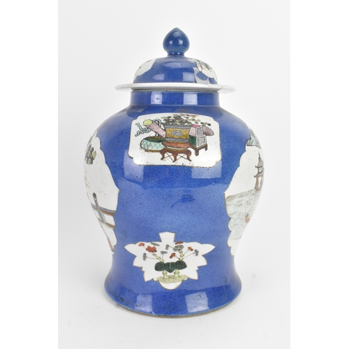 3 - A Chinese porcelain ginger jar and cover, late Qing dynasty / Republic period, decorated with panels... 